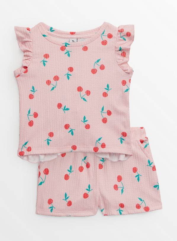 Pink Strawberry Print Shorts & Top Set 1-2 years